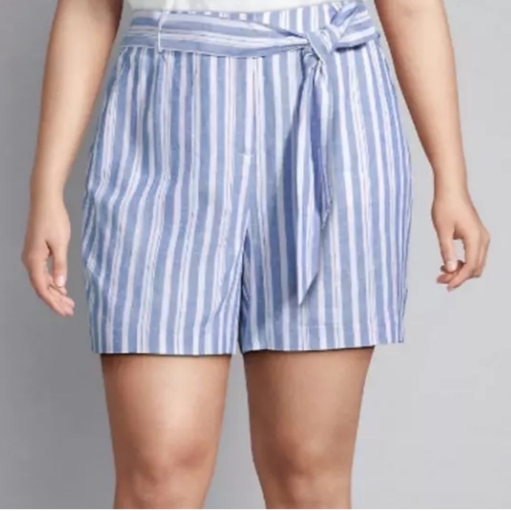 LANE BRYANT Linen Blend Striped Shorts, Size 28, NWOT